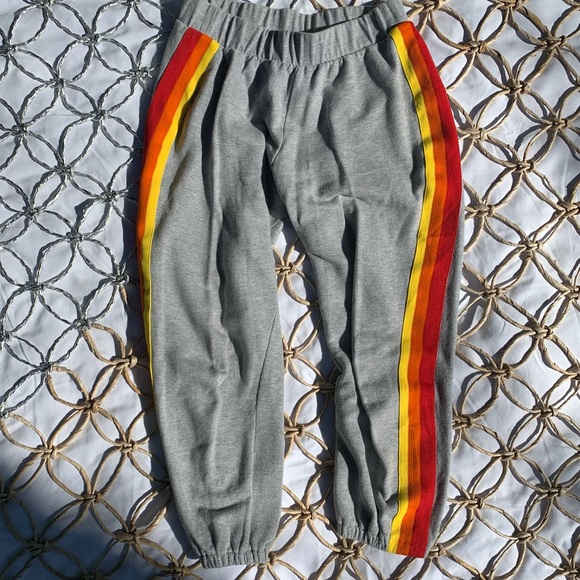 Wesley Grey & Colorful stripe sweatpants Small - Picture 3 of 4